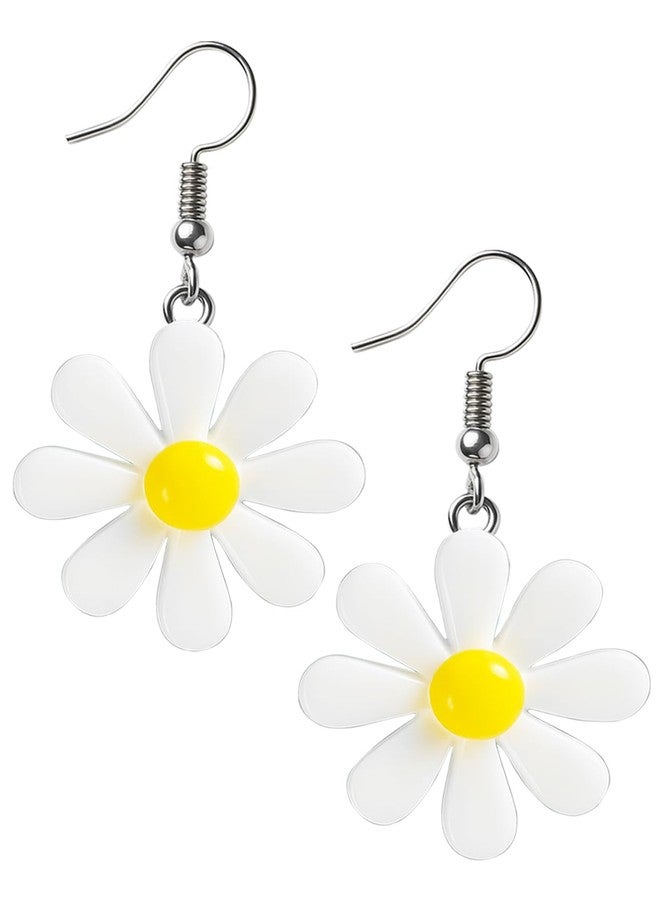 Civlory 70s Women Accessories for Outfits Acrylic Daisy Costume Adult Flower Drop Earrings for Women - Lightweight Yellow Dangle Jewelry, Cute Summer Accessories - Image 1